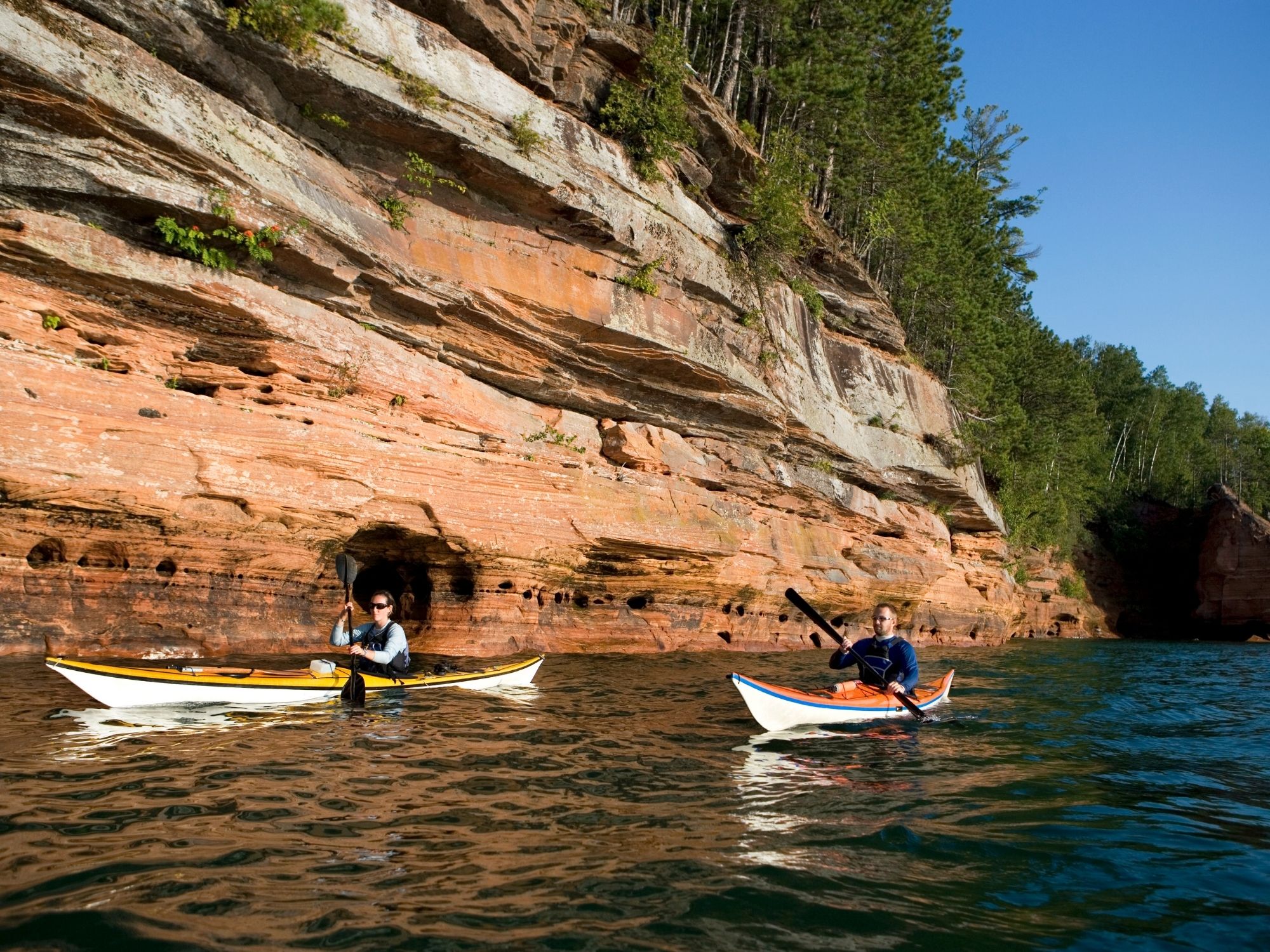 sea kayaking near clifff